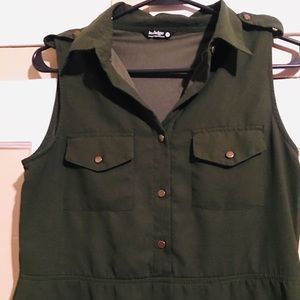 Dark green half button up dress